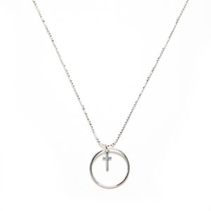 Collar en Plata de Ley Aro con Cruz