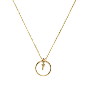 Collar en Plata de Ley y Baño Oro Aro con Cruz