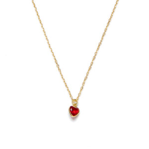 Collar en Plata de Ley y Circonita Roja Corazon Plata