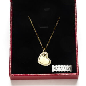 Collar en Plata de Ley y Baño Oro con Circonitas Corazon