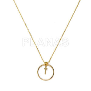 Collar en Plata de Ley y Baño Oro Aro con Cruz