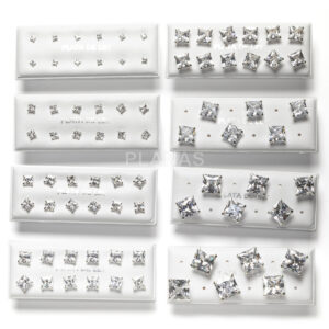 Pendientes Circonita Cuadrada Plana 7mm Plata de Ley